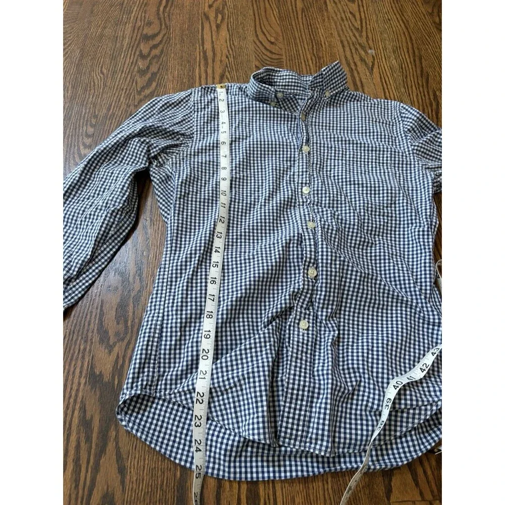 J. Crew 100% Cotton Mens XS Shirt Blue Check Button Up Long Sleeve‎ Preppy